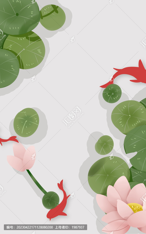 小清新水墨古風(fēng)荷葉荷花插畫(huà)