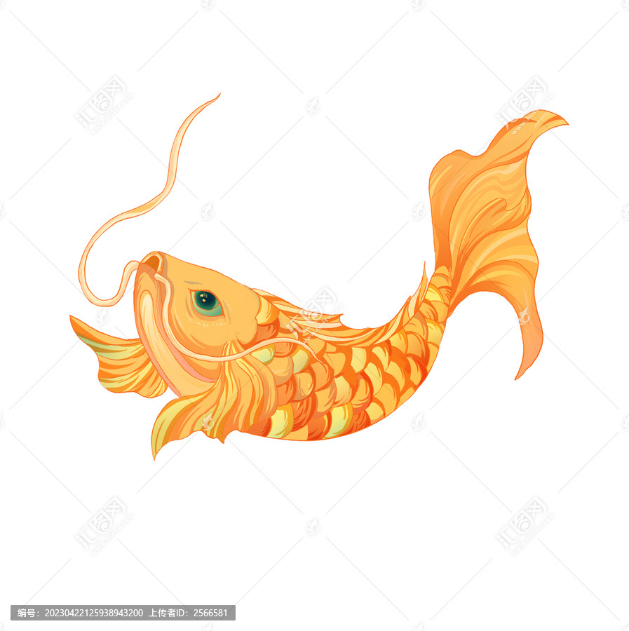 國潮錦鯉插畫圖案