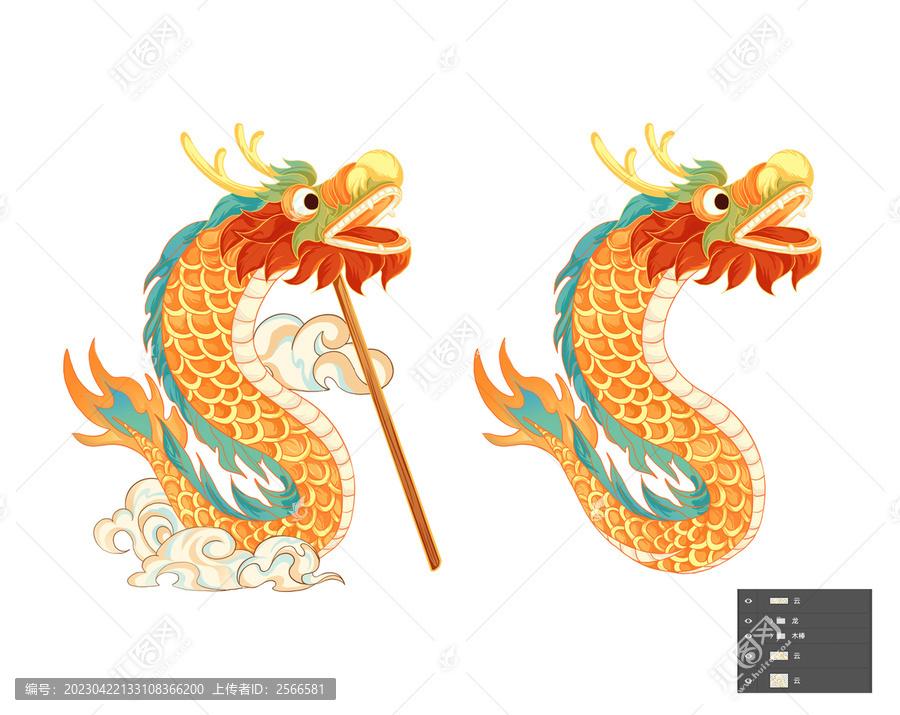 國潮龍舞龍插畫
