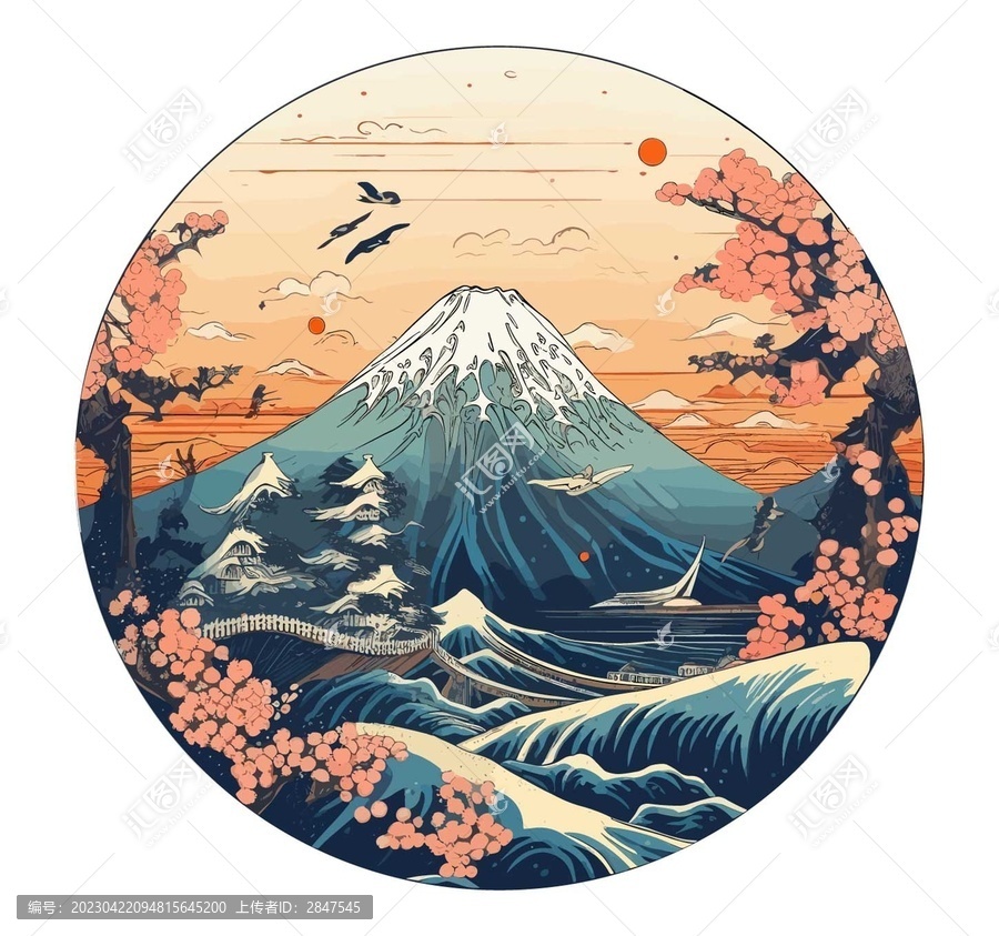 富士山插畫