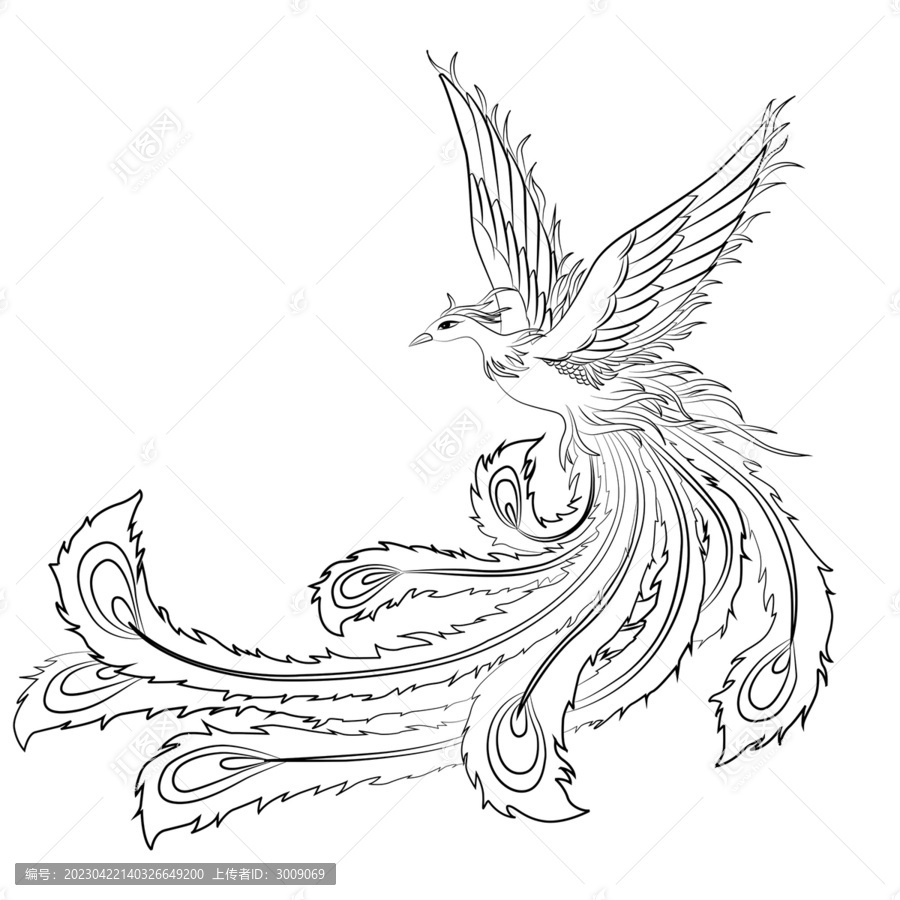 線描動物鳳凰3
