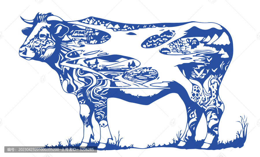 牛矢量手繪插畫