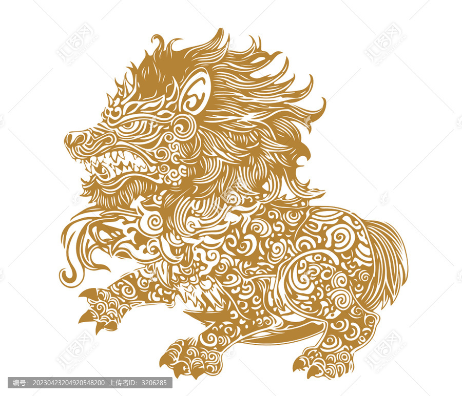 神獸獅子麒麟矢量圖