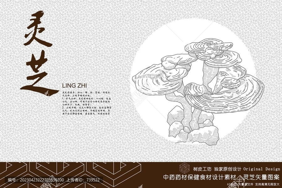 靈芝中藥藥材矢量圖
