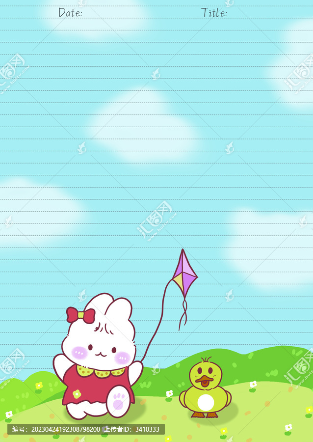 小兔子春游拍紙本