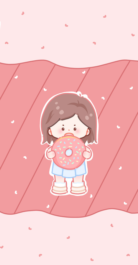可愛卡通甜甜圈女孩