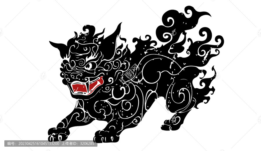 山海經(jīng)石獅子狻猊手繪神獸插畫