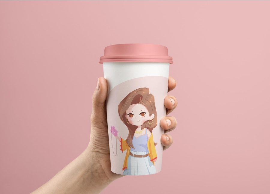 女拍照逛街旅行時(shí)尚卡通摩登