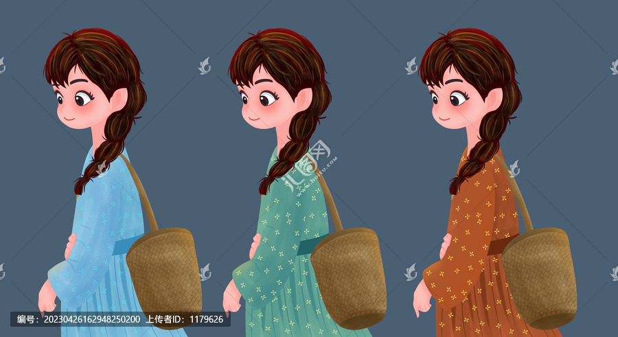 采茶女孩插畫系列