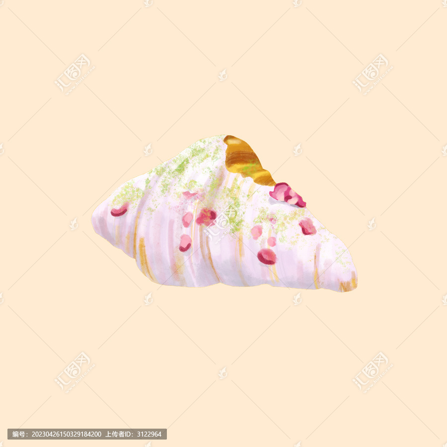 手繪風(fēng)格食物牛角包面包