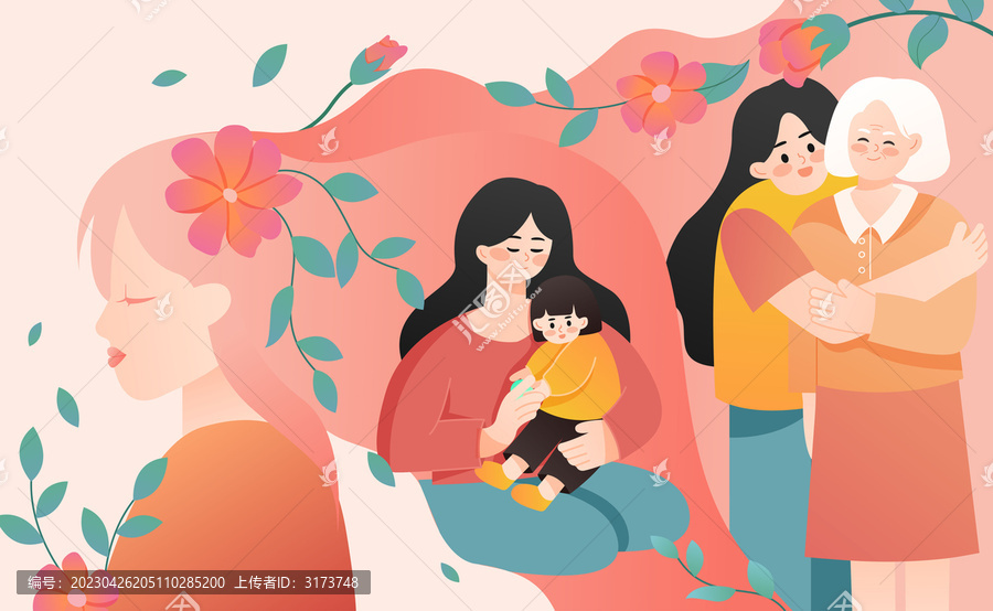 母親節(jié)女性人物插畫