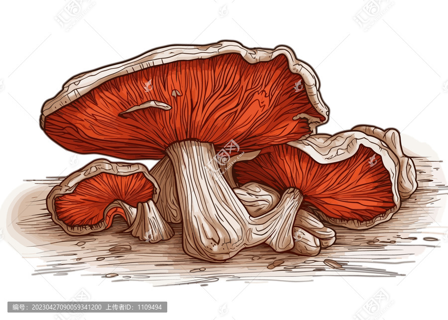 手繪靈芝插畫(huà)矢量圖