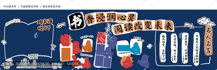 小學(xué)生閱讀軟布粘貼黑板報(bào)