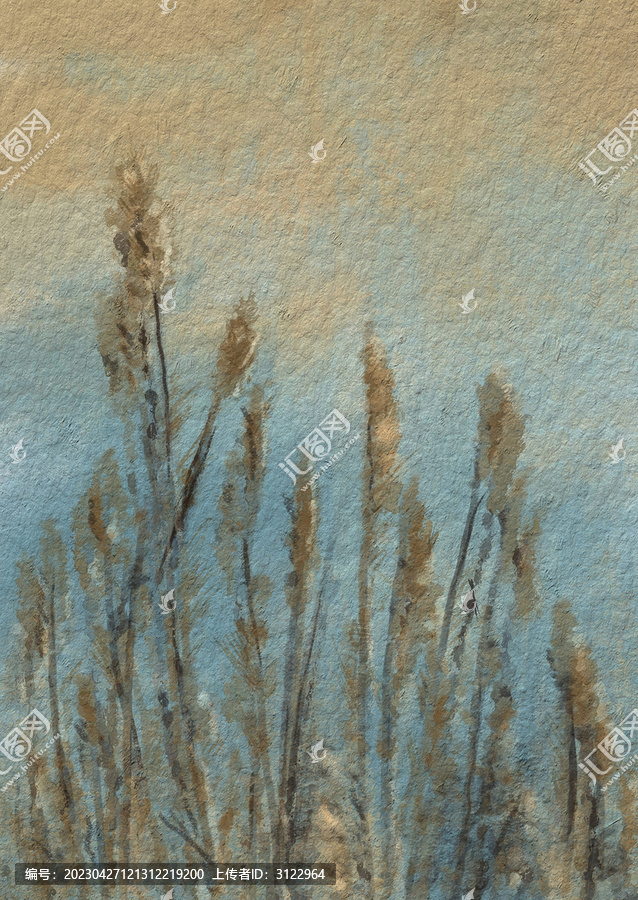 植物風(fēng)景蘆葦油畫質(zhì)感圖