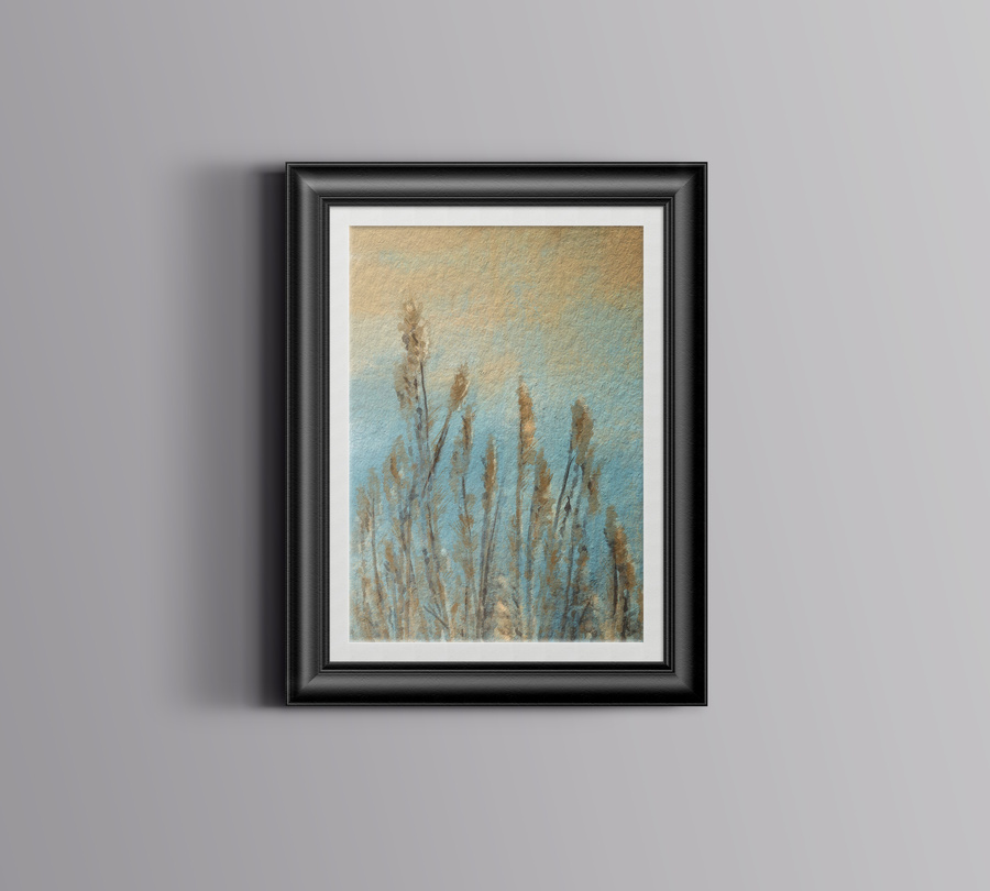 植物風(fēng)景蘆葦油畫質(zhì)感圖