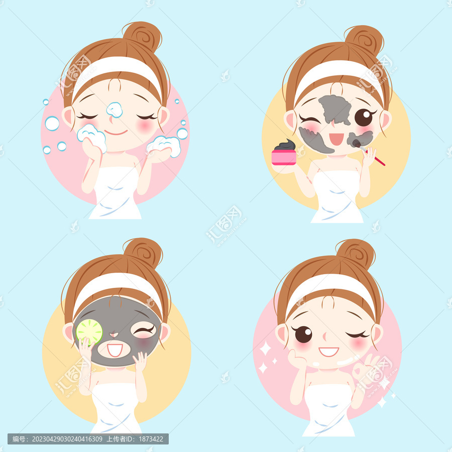 女性用泥面膜敷脸,皮肤保养插图