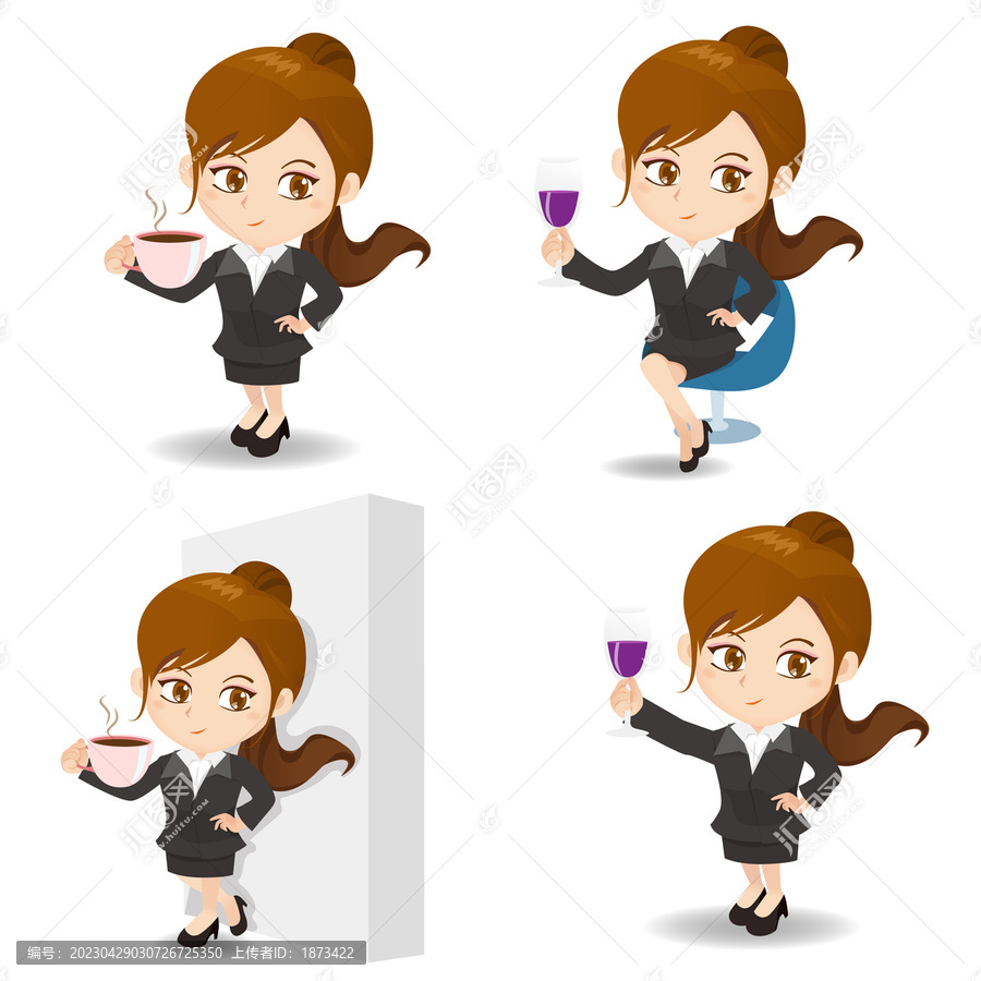 卡通風(fēng)商人舉杯,人物插圖素材