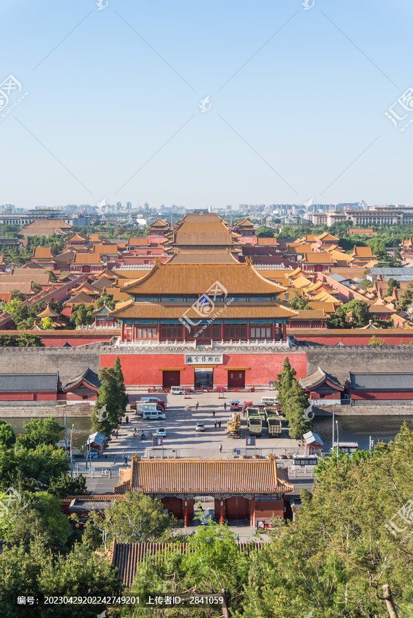 俯瞰中国北京故宫全景