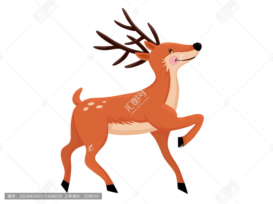 暖色手绘卡通小鹿可爱动物元素