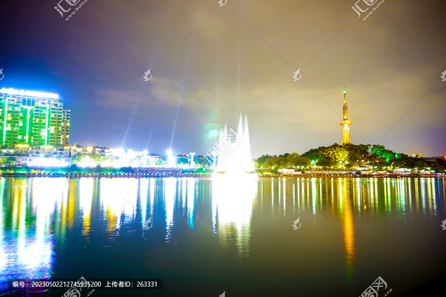 广东河源亚洲第一高喷泉夜景