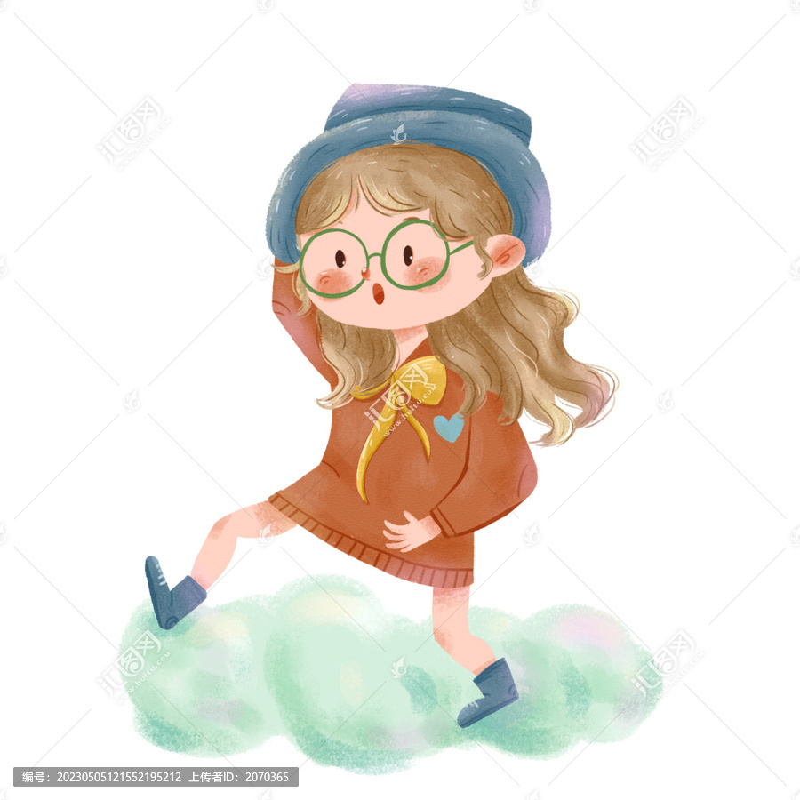 人物動(dòng)態(tài)插畫可愛呆萌女生