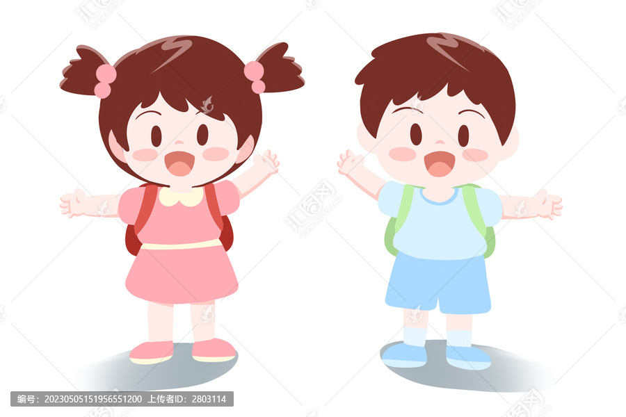 可愛背書包小學(xué)生