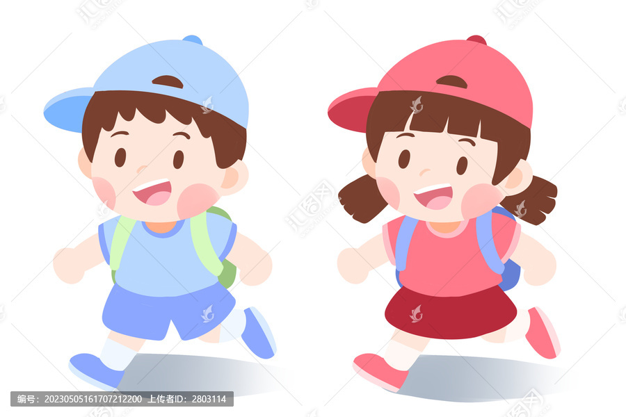 可愛背書包小學(xué)生