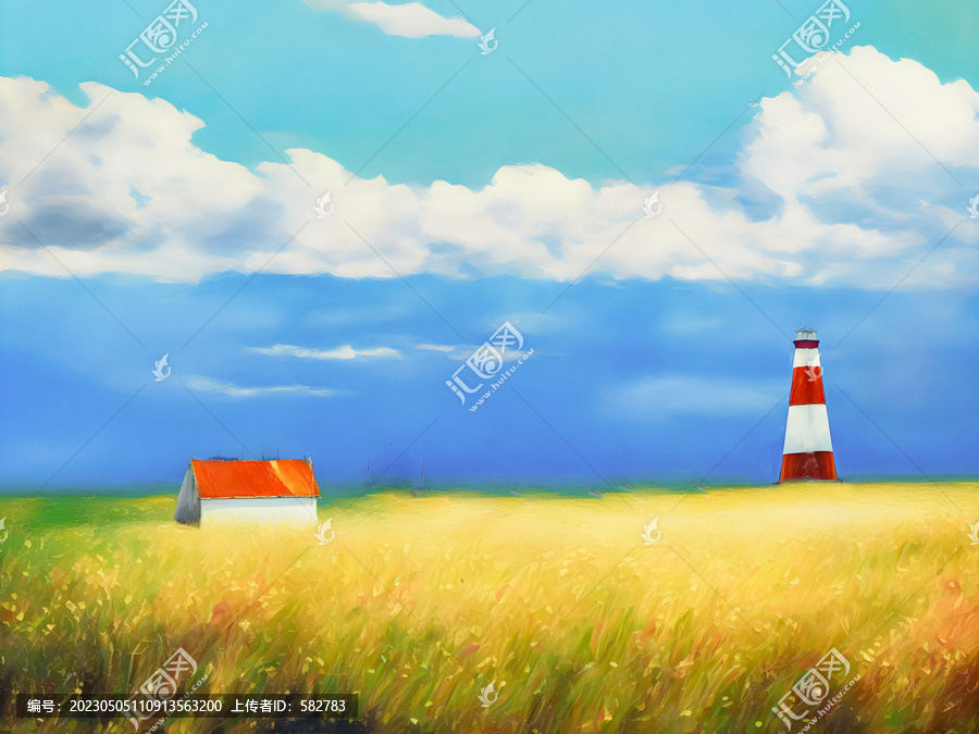 大海主題治愈風(fēng)景油畫