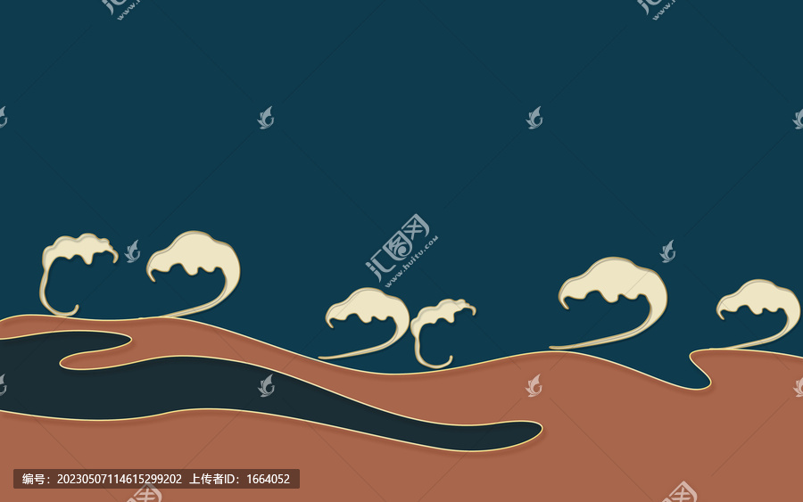 國(guó)潮海浪背景墻