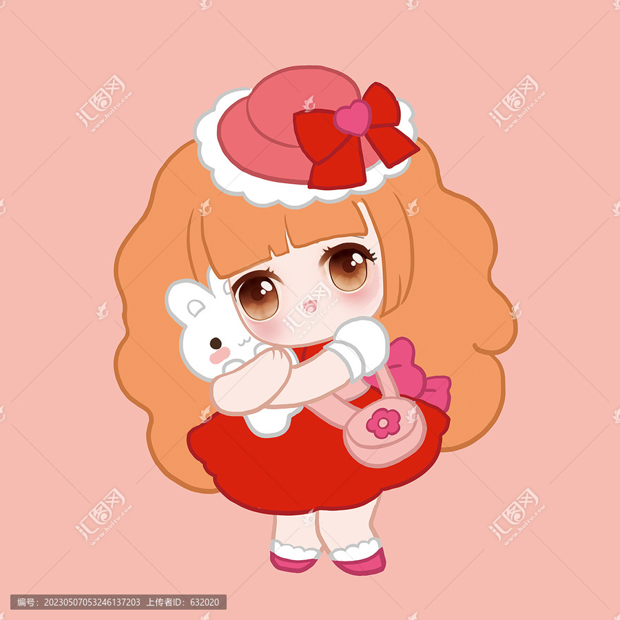 抱小兔的可愛女孩