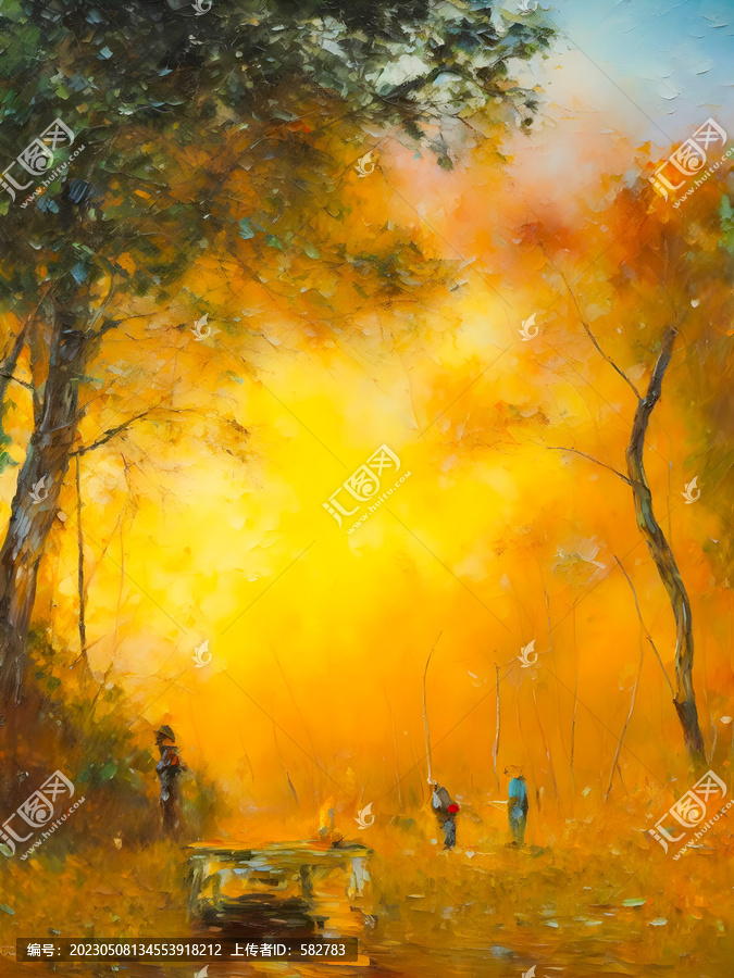 夕陽無限好風(fēng)景油畫