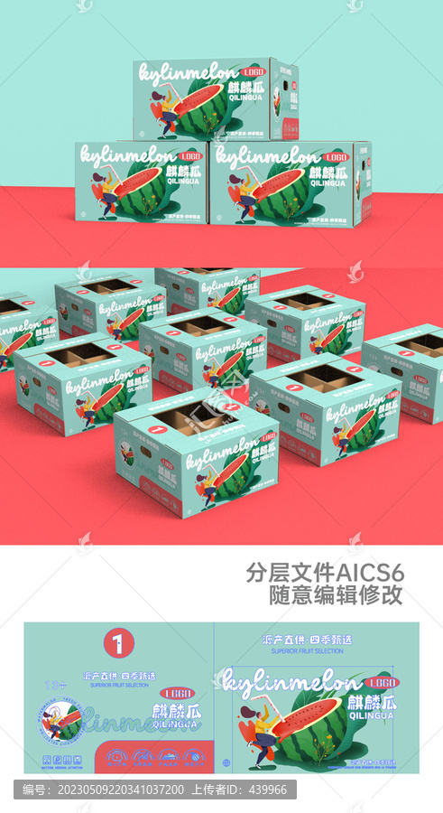 麒麟瓜水果包裝西瓜插畫