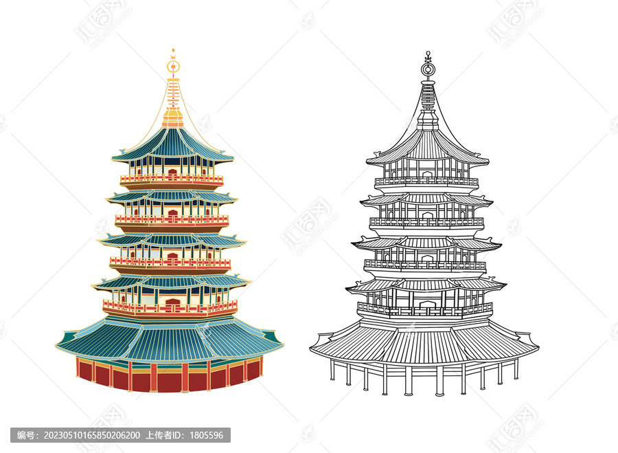 雷峰塔插畫分層