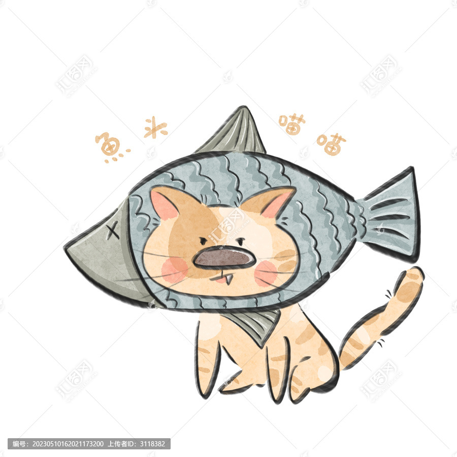 卡通貓咪魚頭