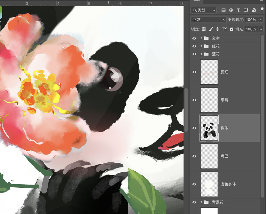 可愛熊貓插畫