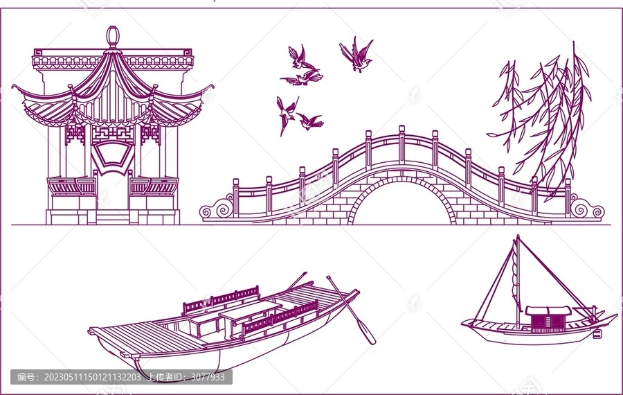 烏鎮(zhèn)戲臺(tái)拱橋圖