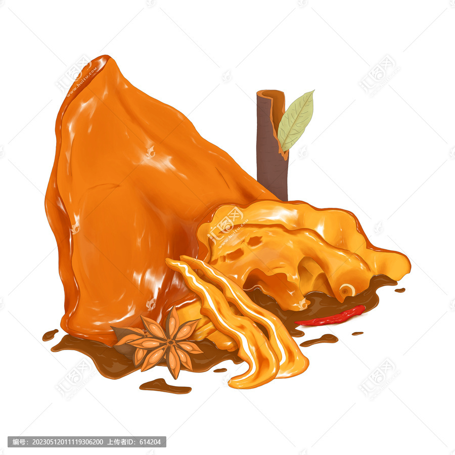 鹵味豬耳朵插畫