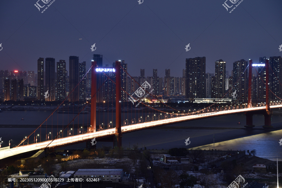 武汉鹦鹉洲长江大桥风光夜景