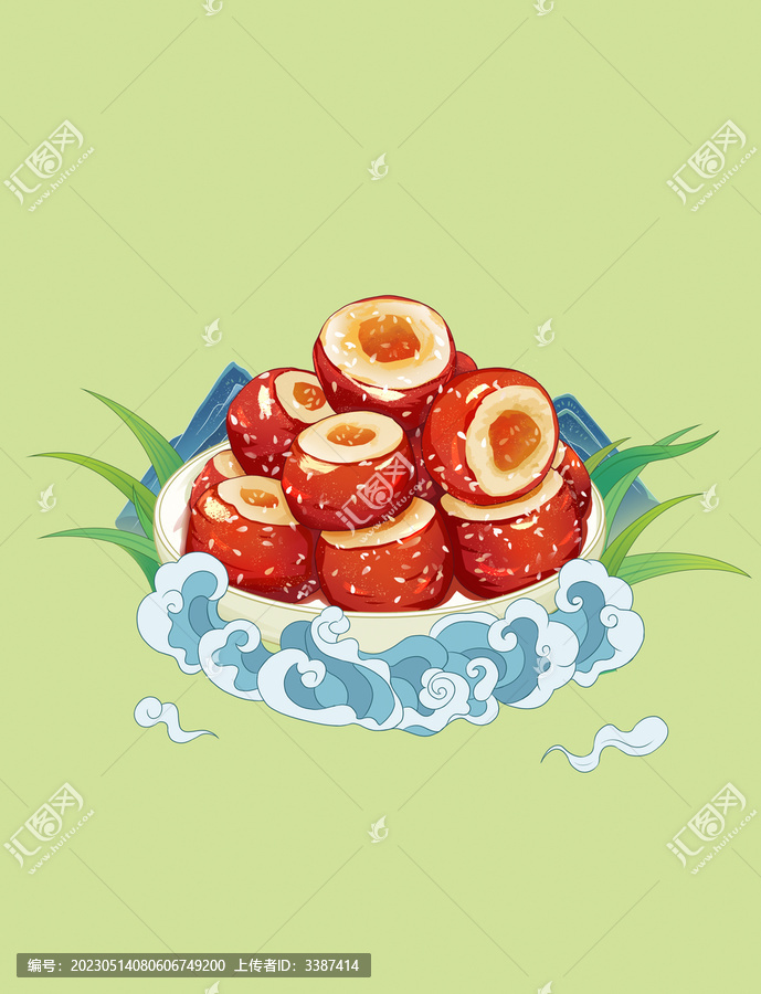 國(guó)風(fēng)北京糖葫蘆凍干手繪插畫(huà)