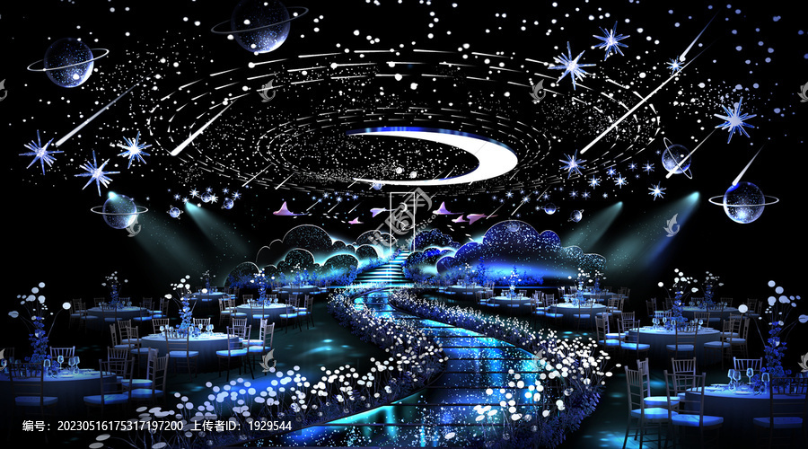 藍(lán)色星空流星宇宙主題婚禮