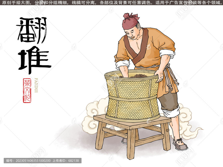 翻堆工藝制茶圖