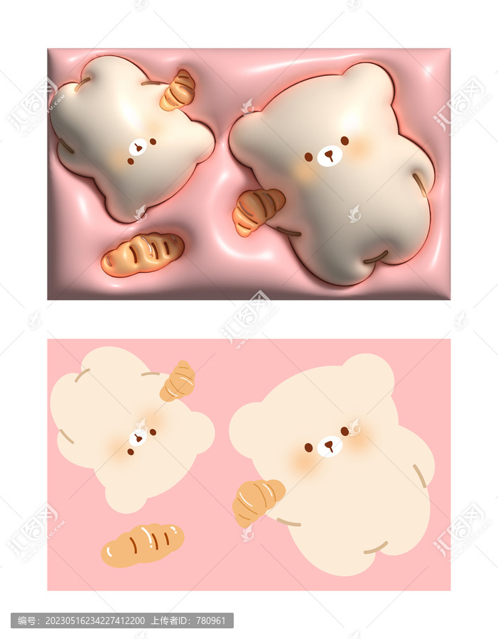 小熊烘焙膨脹圖案