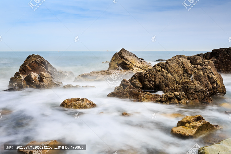 慢门大海礁石海浪