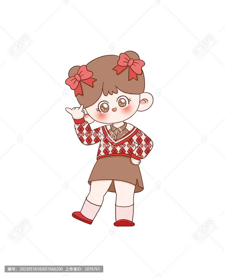 手繪卡通小女孩