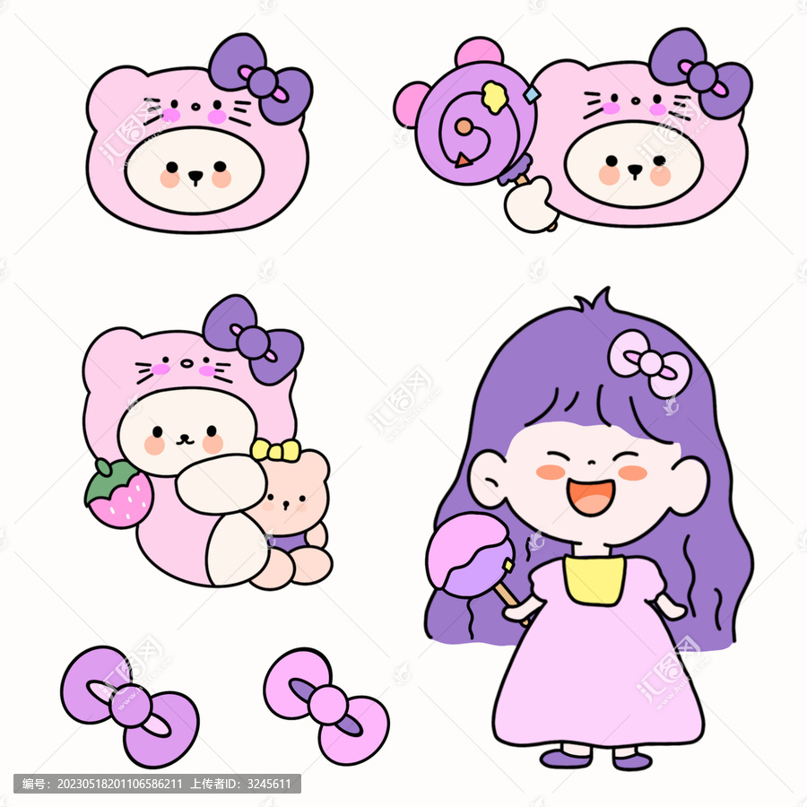 手帳貼紙簡(jiǎn)筆畫(huà)快樂(lè)女孩