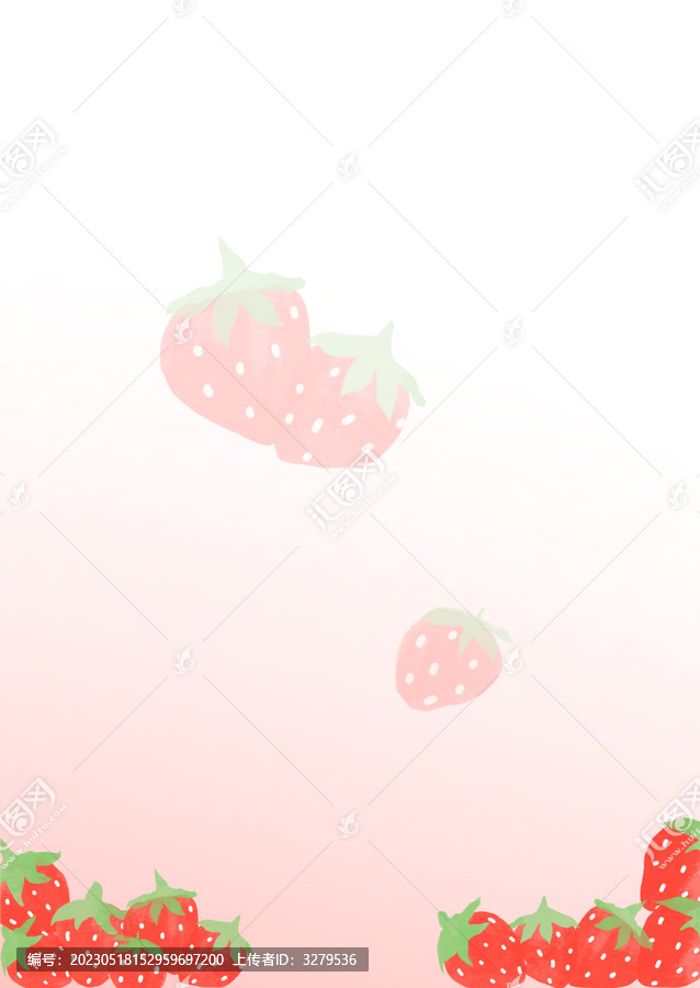 手繪水彩草莓拍紙本信紙