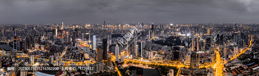 武汉城市夜景航拍全景