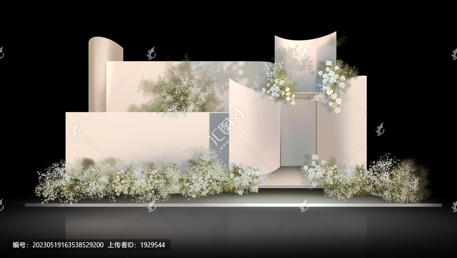 香檳色白綠田園韓式婚禮迎賓區(qū)
