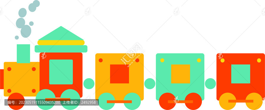 彩色小火车六一儿童节设计素材