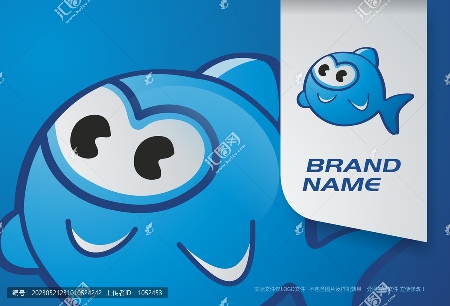 少兒游泳館logo卡通小魚